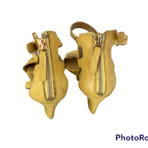 Nine West Leather Small Wedge Heel Sandals - Mustard - Picture 2 of 3